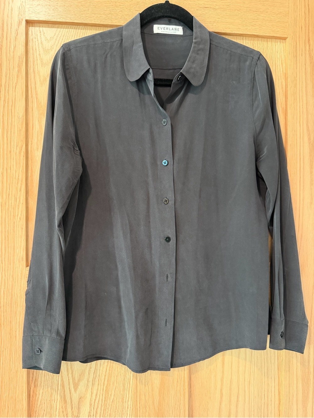 Everlane Women's 100% Silk Black Button-Up Blouse